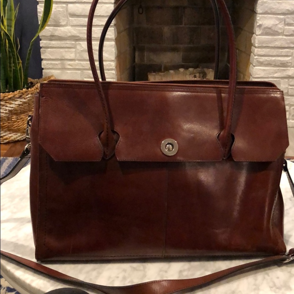 Leather laptop work bag